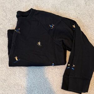 LOFT Black Sweatshirt with Colorful Ski Embroidery